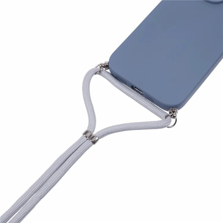 For iPhone 16 Pro Max Case Fiber Lining TPU Shockproof Phone Cover with Crossbody Lanyard