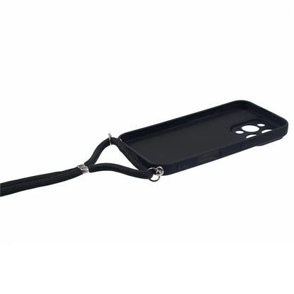 For iPhone 16 Pro Max Case Fiber Lining TPU Shockproof Phone Cover with Crossbody Lanyard