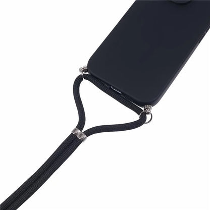 For iPhone 16 Pro Max Case Fiber Lining TPU Shockproof Phone Cover with Crossbody Lanyard