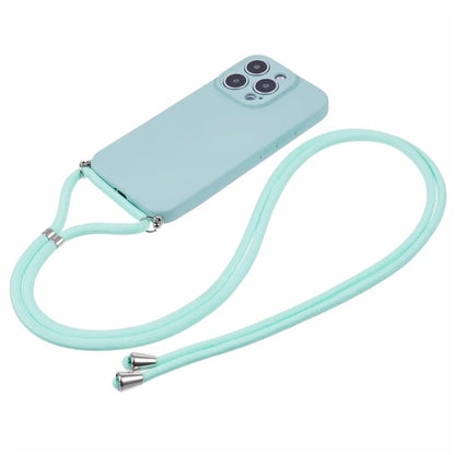 For iPhone 16 Pro Max Case Fiber Lining TPU Shockproof Phone Cover with Crossbody Lanyard