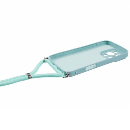 For iPhone 16 Pro Max Case Fiber Lining TPU Shockproof Phone Cover with Crossbody Lanyard