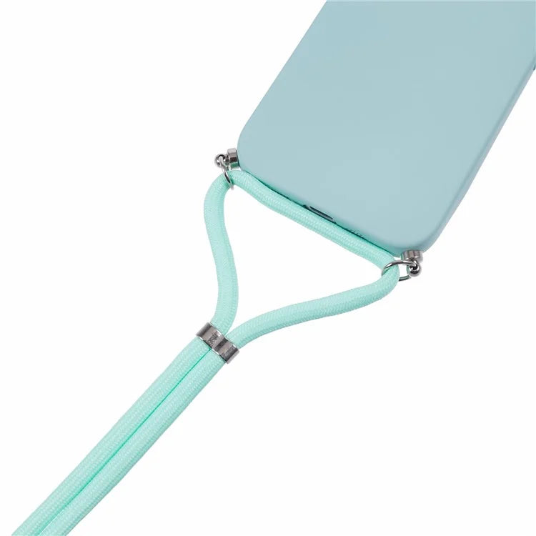 For iPhone 16 Pro Max Case Fiber Lining TPU Shockproof Phone Cover with Crossbody Lanyard