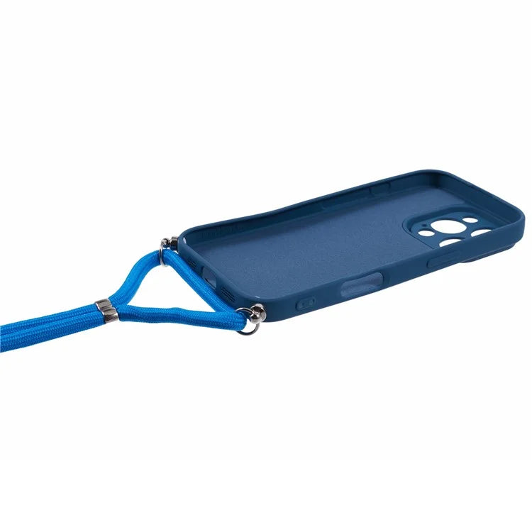 For iPhone 16 Pro Max Case Fiber Lining TPU Shockproof Phone Cover with Crossbody Lanyard