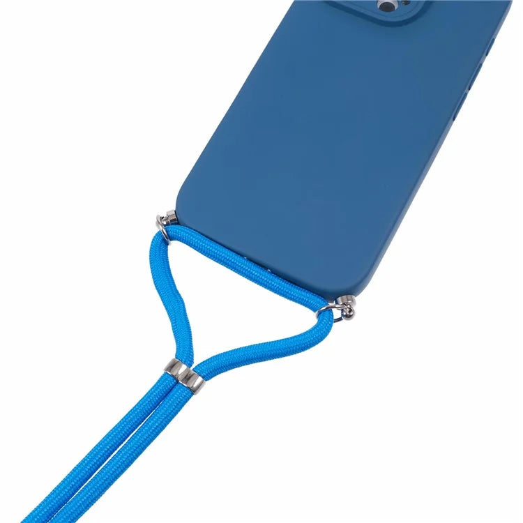For iPhone 16 Pro Max Case Fiber Lining TPU Shockproof Phone Cover with Crossbody Lanyard