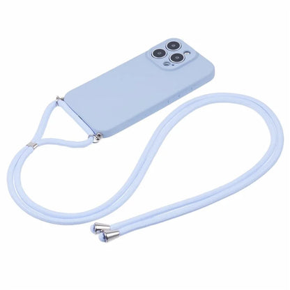 For iPhone 16 Pro Max Case Fiber Lining TPU Shockproof Phone Cover with Crossbody Lanyard