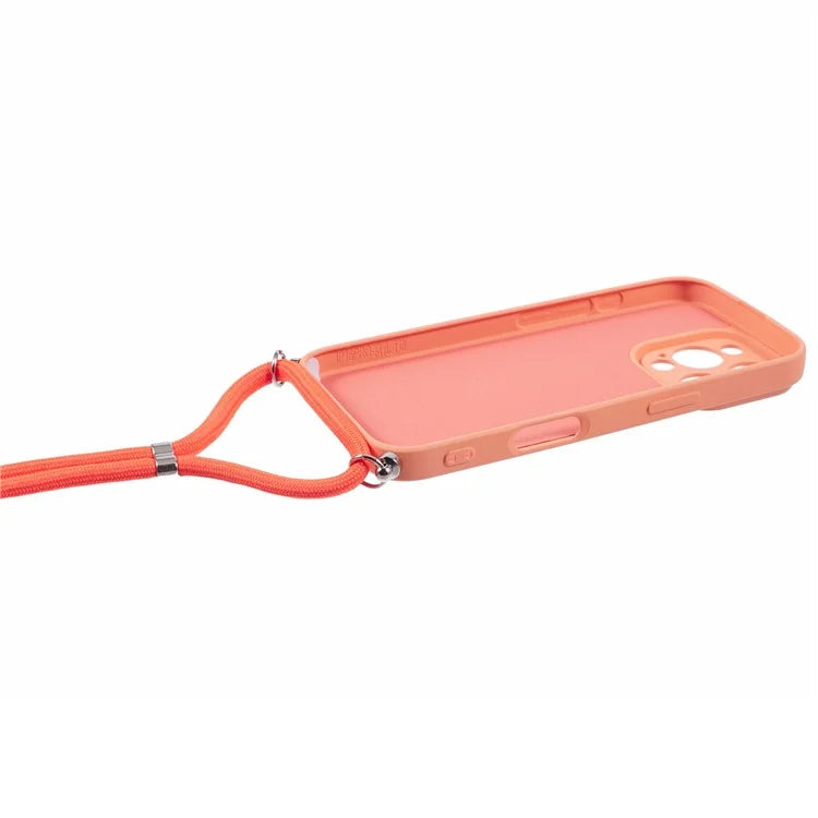 For iPhone 16 Pro Max Case Fiber Lining TPU Shockproof Phone Cover with Crossbody Lanyard