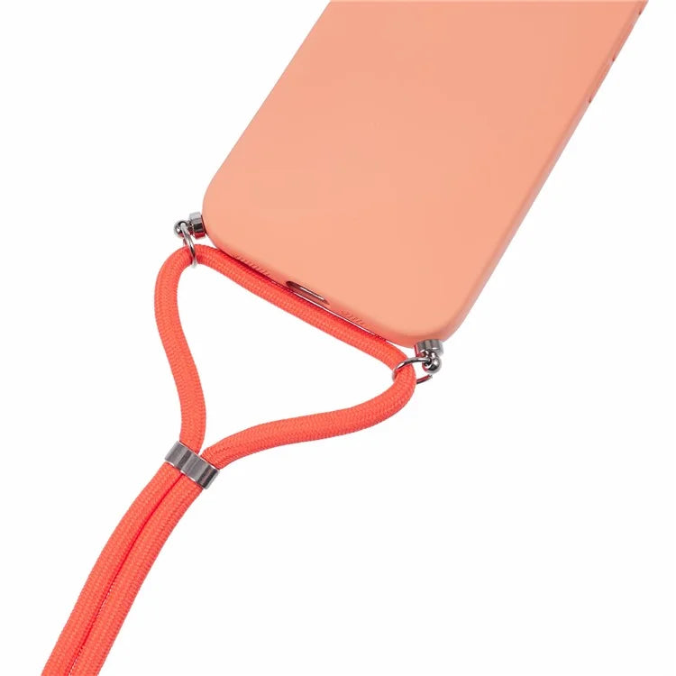 For iPhone 16 Pro Max Case Fiber Lining TPU Shockproof Phone Cover with Crossbody Lanyard