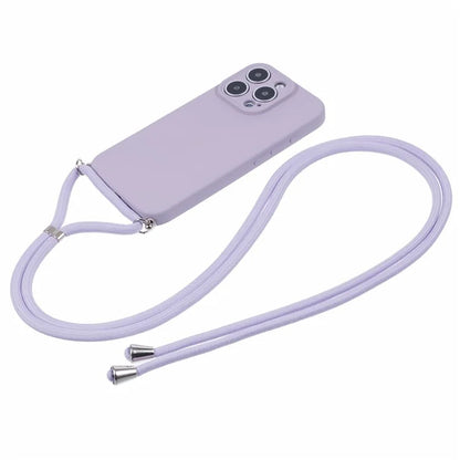 For iPhone 16 Pro Max Case Fiber Lining TPU Shockproof Phone Cover with Crossbody Lanyard