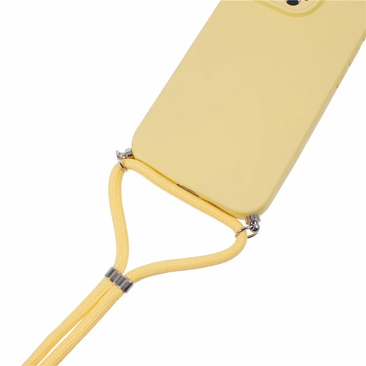 For iPhone 16 Pro Max Case Fiber Lining TPU Shockproof Phone Cover with Crossbody Lanyard