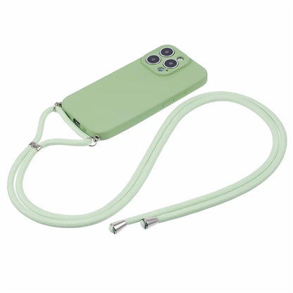 For iPhone 16 Pro Max Case Fiber Lining TPU Shockproof Phone Cover with Crossbody Lanyard