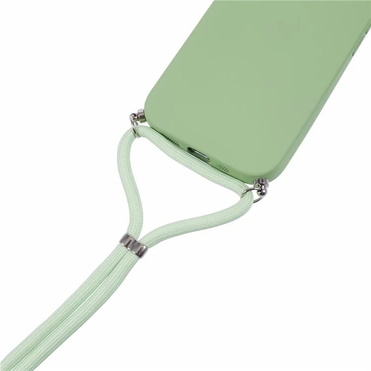 For iPhone 16 Pro Max Case Fiber Lining TPU Shockproof Phone Cover with Crossbody Lanyard