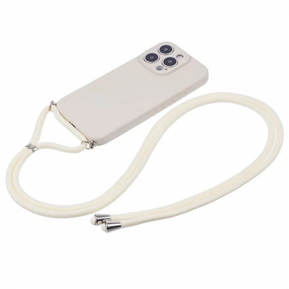 For iPhone 16 Pro Max Case Fiber Lining TPU Shockproof Phone Cover with Crossbody Lanyard