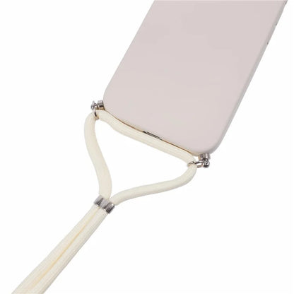 For iPhone 16 Pro Max Case Fiber Lining TPU Shockproof Phone Cover with Crossbody Lanyard
