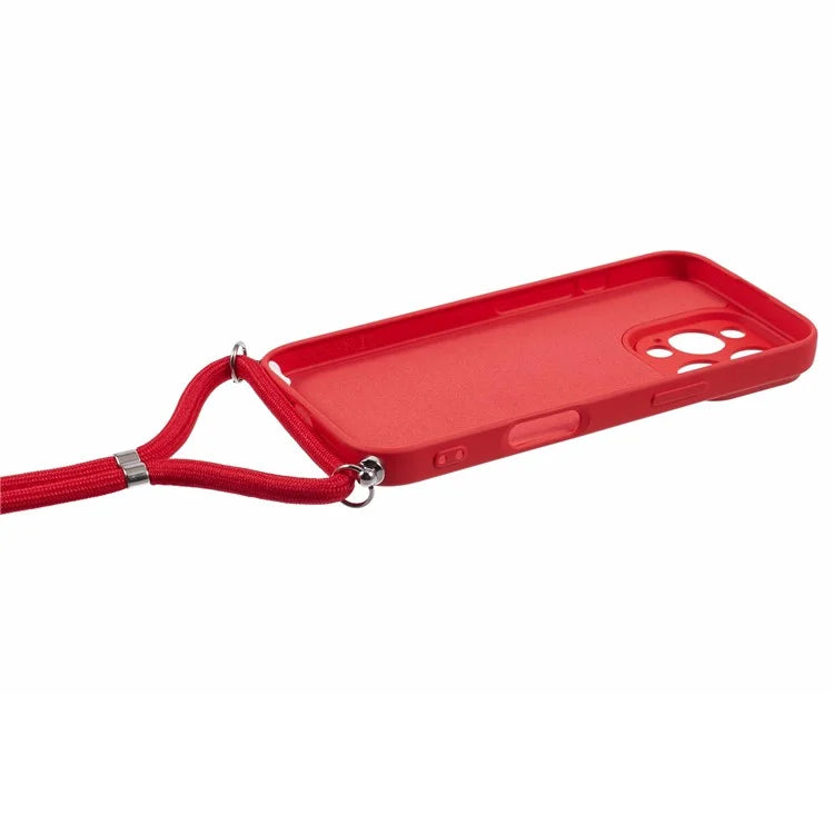For iPhone 16 Pro Max Case Fiber Lining TPU Shockproof Phone Cover with Crossbody Lanyard