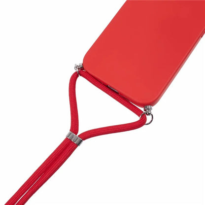 For iPhone 16 Pro Max Case Fiber Lining TPU Shockproof Phone Cover with Crossbody Lanyard