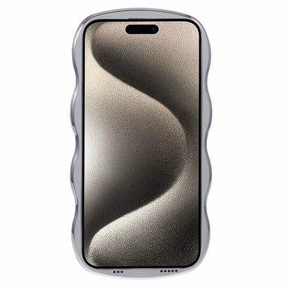 WT Series For iPhone 15 Case Electroplating Back TPU Phone Cover Cute Curly Wave Edge