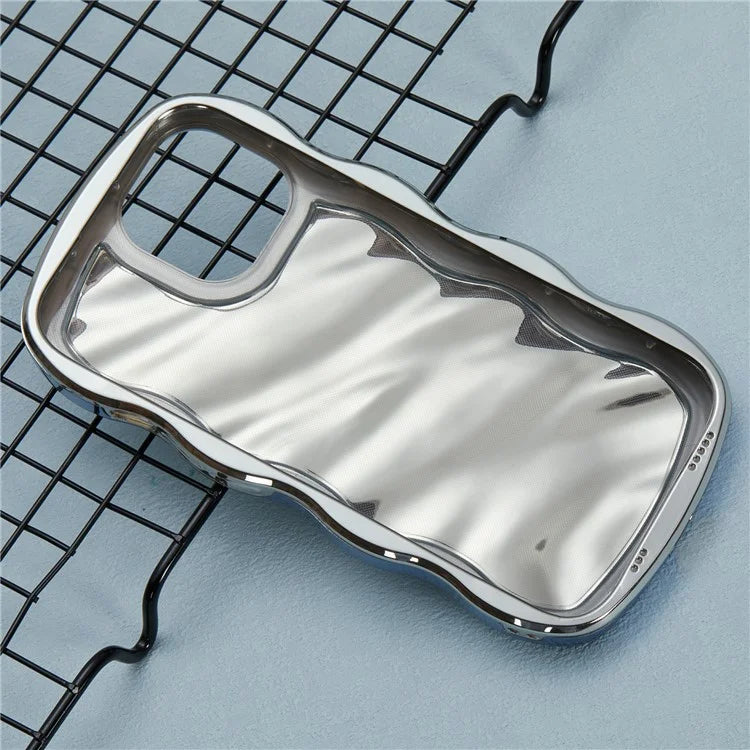 WT Series For iPhone 15 Case Electroplating Back TPU Phone Cover Cute Curly Wave Edge