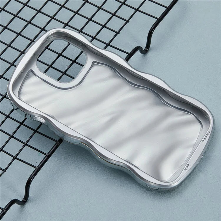 WT Series For iPhone 15 Case Electroplating Back TPU Phone Cover Cute Curly Wave Edge