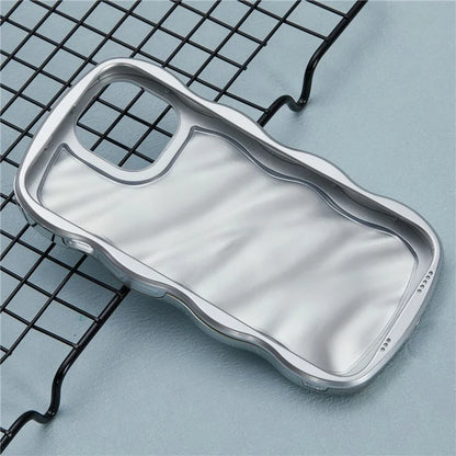 WT Series For iPhone 15 Case Electroplating Back TPU Phone Cover Cute Curly Wave Edge