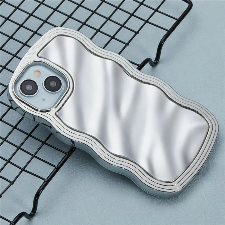 WT Series For iPhone 15 Case Electroplating Back TPU Phone Cover Cute Curly Wave Edge
