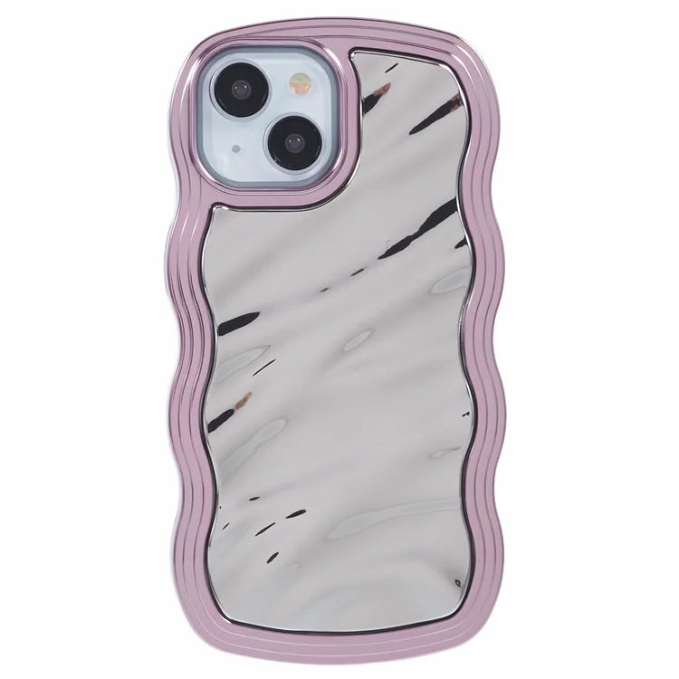 WT Series For iPhone 15 Case Electroplating Back TPU Phone Cover Cute Curly Wave Edge