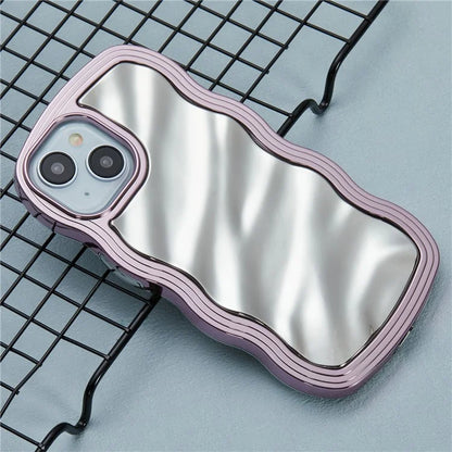 WT Series For iPhone 15 Case Electroplating Back TPU Phone Cover Cute Curly Wave Edge