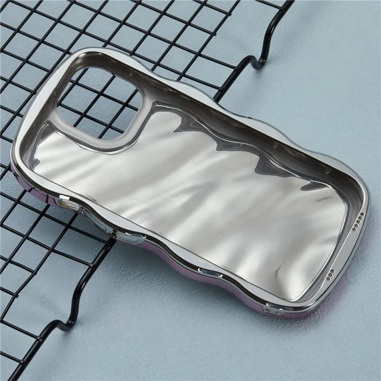 WT Series For iPhone 15 Case Electroplating Back TPU Phone Cover Cute Curly Wave Edge