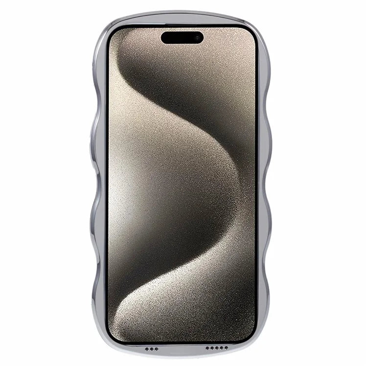WT Series For iPhone 15 Case Electroplating Back TPU Phone Cover Cute Curly Wave Edge