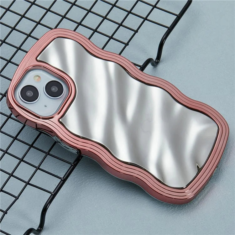 WT Series For iPhone 15 Case Electroplating Back TPU Phone Cover Cute Curly Wave Edge