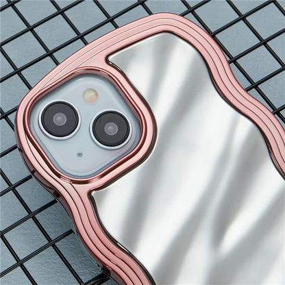 WT Series For iPhone 15 Case Electroplating Back TPU Phone Cover Cute Curly Wave Edge
