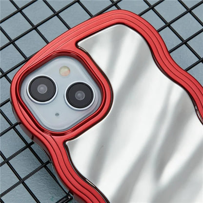 WT Series For iPhone 15 Case Electroplating Back TPU Phone Cover Cute Curly Wave Edge