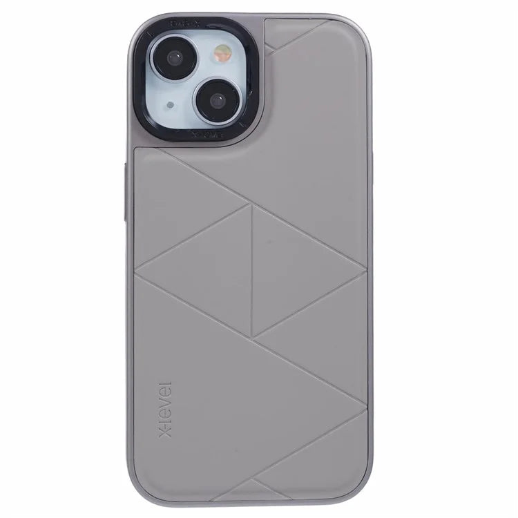 X-LEVEL For iPhone 14 / 13 Case Leather+PC+TPU Protective Phone Cover Geometric Pattern Lines
