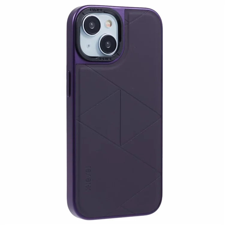 X-LEVEL For iPhone 14 / 13 Case Leather+PC+TPU Protective Phone Cover Geometric Pattern Lines