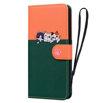 Cartoon Pet Series for Samsung Galaxy A55 5G Wallet Case Splicing Leather Phone Cover
