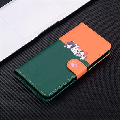 Cartoon Pet Series for Samsung Galaxy A55 5G Wallet Case Splicing Leather Phone Cover