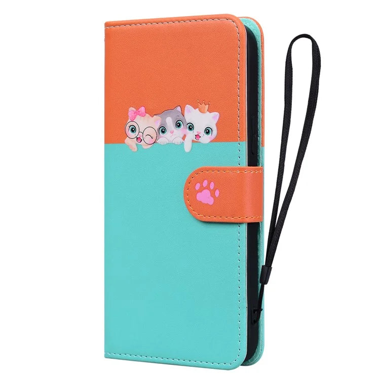 Cartoon Pet Series for Samsung Galaxy A55 5G Wallet Case Splicing Leather Phone Cover