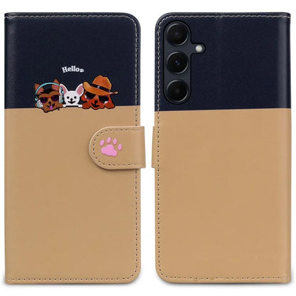 Cartoon Pet Series for Samsung Galaxy A55 5G Wallet Case Splicing Leather Phone Cover