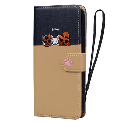 Cartoon Pet Series for Samsung Galaxy A55 5G Wallet Case Splicing Leather Phone Cover