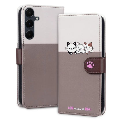 Cartoon Pet Series for Samsung Galaxy A55 5G Wallet Case Splicing Leather Phone Cover