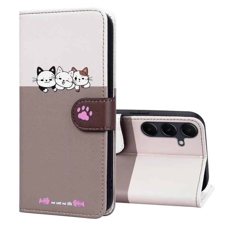 Cartoon Pet Series for Samsung Galaxy A55 5G Wallet Case Splicing Leather Phone Cover