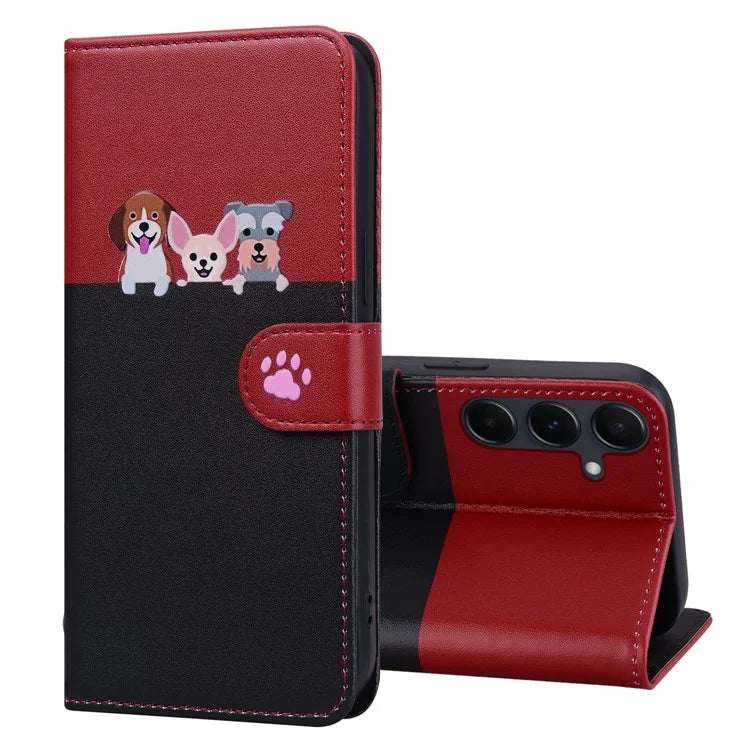Cartoon Pet Series for Samsung Galaxy A55 5G Wallet Case Splicing Leather Phone Cover