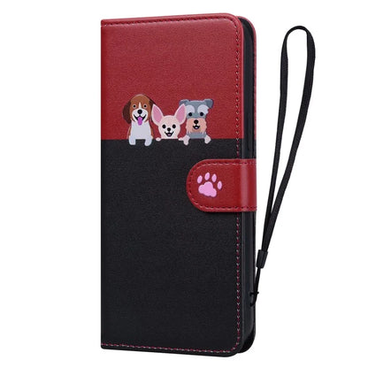 Cartoon Pet Series for Samsung Galaxy A55 5G Wallet Case Splicing Leather Phone Cover