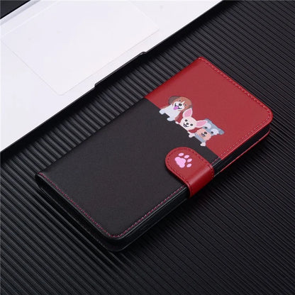 Cartoon Pet Series for Samsung Galaxy A55 5G Wallet Case Splicing Leather Phone Cover