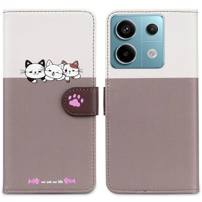 Cartoon Pet Series for Xiaomi Redmi Note 13 Pro 4G / Poco M6 Pro 4G Case Splicing Leather Wallet Phone Cover