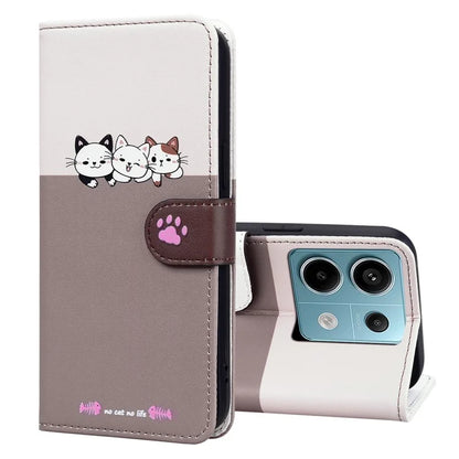 Cartoon Pet Series for Xiaomi Redmi Note 13 Pro 4G / Poco M6 Pro 4G Case Splicing Leather Wallet Phone Cover