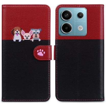 Cartoon Pet Series for Xiaomi Redmi Note 13 Pro 4G / Poco M6 Pro 4G Case Splicing Leather Wallet Phone Cover