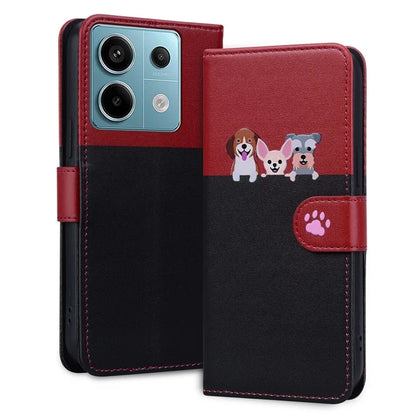 Cartoon Pet Series for Xiaomi Redmi Note 13 Pro 4G / Poco M6 Pro 4G Case Splicing Leather Wallet Phone Cover