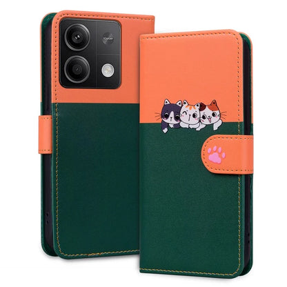 Cartoon Pet Series for Xiaomi Redmi Note 13 4G Wallet Phone Case Splicing Leather Flip Cover