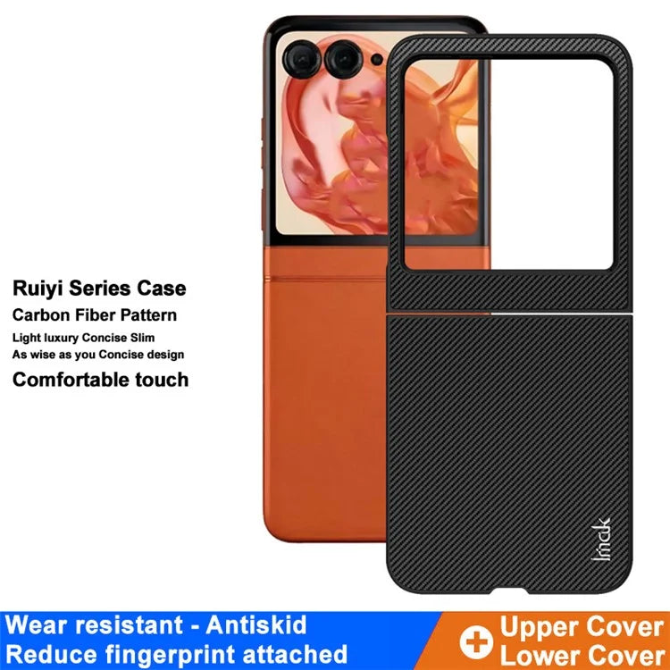 IMAK Ruiyi Series for Motorola Razr 50 5G / Razr 2024 5G Case Carbon Fiber Leather+PC Phone Cover