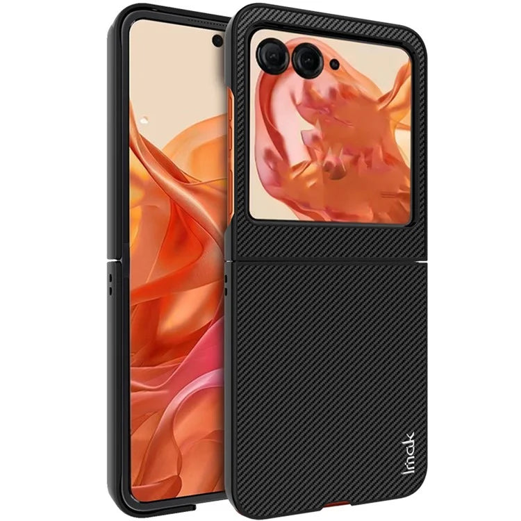 IMAK Ruiyi Series for Motorola Razr 50 5G / Razr 2024 5G Case Carbon Fiber Leather+PC Phone Cover